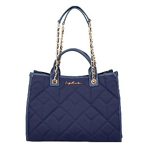 Bolsa Grande Nylon Matelassê Luiza Barcelos Azul Marinho