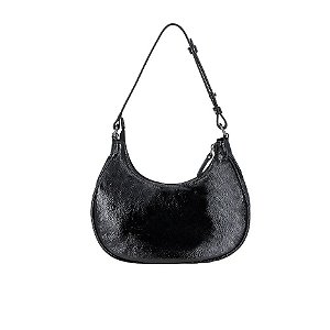 Bolsa Pequena Meia Lua Verniz Couro Luiza Barcelos Preto