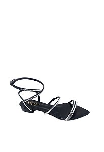 Rasteira Eliza Strass Amarração Coleção Mães Specchio Brand Preto