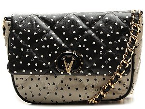 Bolsa Pequena Alça Corrente Couro Vicenza Preto