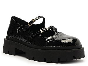 Mocassim Verniz Tratorado Fivelas Schutz Preto