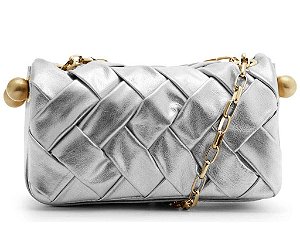 Bolsa Pequena Tiracolo Trançada Schutz Prata