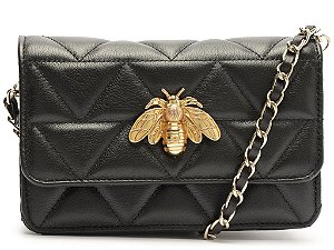 Bolsa Média Tiracolo Matelassê Fecho Abelha Schutz Preto