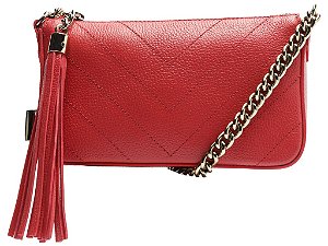 Bolsa Feminina Pequena Alça Corrente Bolso Lateral Schutz Vermelho