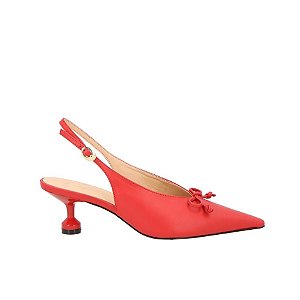 Scarpin Salto Baixo Slingback Fivela Laço Luiza Barcelos Vermelho