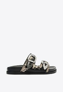 Papete Feminina Fivela Cinto Metal Cobra Schutz Preto