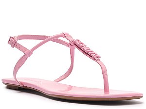 Sandália Feminina Rasteira Fivela Logo Verniz Schutz Rosa