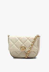 Bolsa Feminina Média Cristine Tiracolo Logomania Vicenza Off White