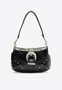 Bolsa Feminina Pequena Couro Texas Fivela Croco Schutz Preto