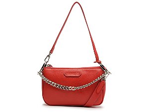 Bolsa Feminina Pequena Couro Alça Corrente Logo Schutz Vermelho