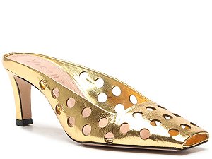 Mule Celina Salto Médio Perfuros Metalcolor Vicenza Dourado