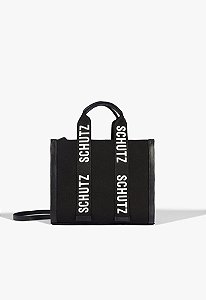 Bolsa Feminina Média Tote Multimaterial Logo Schutz Preto