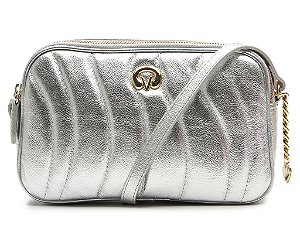 Bolsa Feminina Média Couro Pingente Metalcolor Logomania Vicenza Prata
