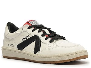 Tênis Feminino Cadarço Couro Bicolor ST-001 Spike Schutz Branco