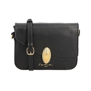Bolsa Feminina Média Couro Alça Fina Envelope Aplicação Luiza Barcelos Preto