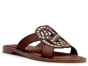 Chinelo Slide Plataforma Tachas Logomania Schutz Marrom