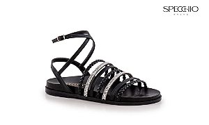 Papete Catarina Tiras Trançadas Strass Oasis Specchio Brand