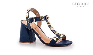 Sandália Tina Spikes Dourados Salto Bloco Oasis Specchio Brand
