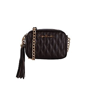 Bolsa Feminina Pequena Couro Metalassê Alça Corrente Luiza Barcelos Coffee