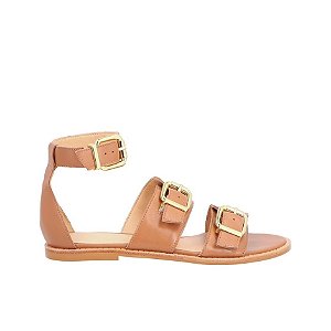 Rasteira Fivela Tiras Largas Luiza Barcelos Camel