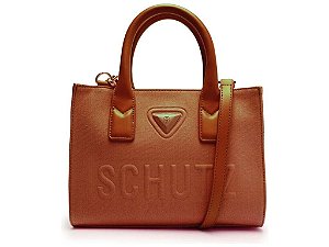 Bolsa Feminina Pequena Tote Couro Logo Schutz Camel