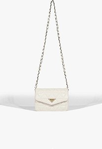 Bolsa Feminina Média Couro Metalassê 944 Alça Corrente Schutz Off White