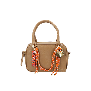 Bolsa Feminina Pequena Couro Coração Love Cadarço Luiza Barcelos Camel