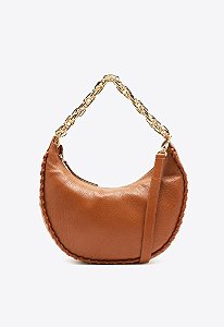 Bolsa Mèdia Alça Corrente Couro Schutz Camel