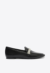 Mocassim salto Baixo Brilho Couro Schutz Preto