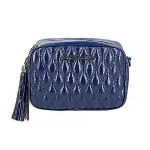 Bolsa Média Matelassê Couro Luiza Barcelos Azul Marinho