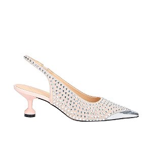 Scarpin Salto Taça Manta Cristais Luiza Barcelos Rose
