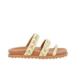 Papete Feminina Tiras Trançado Brilhos Palha Luiza Barcelos Camel