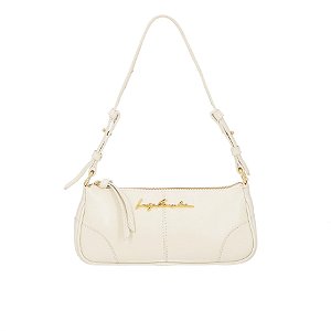 Bolsa Feminina Pequena Couro Verniz Alça Fina Luiza Barcelos Off White