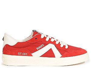Tênis Feminino Cadarço ST-001 Couro Bicolor Schutz Vermelho