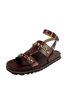 Papete Couro Fivela Spikes Luiza Barcelos Marsala