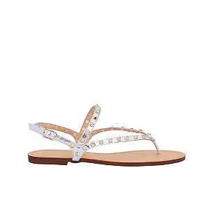 Rasteira Feminina Tira Metalizada Spikes Luiza Barcelos Prata