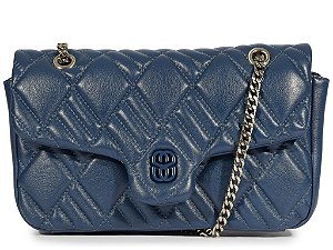 Bolsa Feminina Grande Shoulder Perry Couro Alça Corrente Schutz Azul