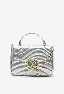 Bolsa Feminina Média Lily Alça Corrente Logomania Vicenza Prata
