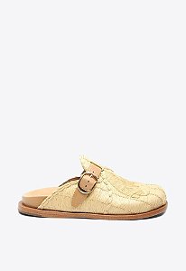 Mule Feminino July Couro Tira Fivela Palha Vicenza Nude