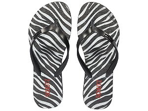 Chinelo Feminino Jelly Flip Flop Animal Print Zebra Schutz Preto