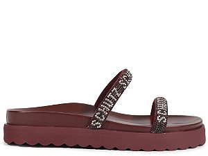 Papete Feminina Tiras Brilhos Logo Schutz Marsala