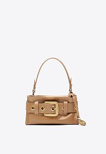 Bolsa Feminina Pequena Shoulder Lien Cinto Alça Corrente VIcenza Nude
