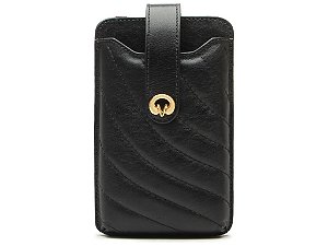 Porta Celular Couro Metalassê Alça Fina Logomania Vicenza Preto