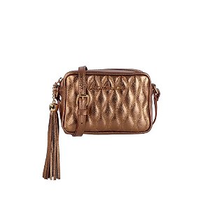 Bolsa Feminina Pequena Metal Leather Alça Corrente Luiza Barcelos Bronze