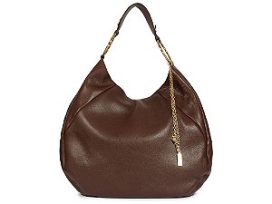 Bolsa Hobo Grande Couro Corrente Dourada Schutz Coffe