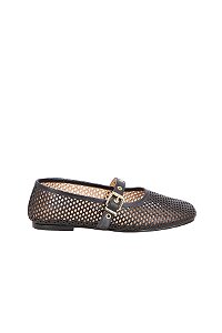 Sapatilha Bico Quadrado Tira Fivela Geometric Cuts Luiz Barcelos Preto