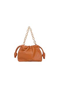 Bolsa Pequena Alça Corrente Dourada Luiza Barcelos Camel