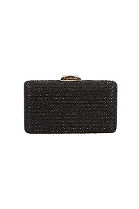 Bolsa Clutch Cristais Corrente Dourada Luiza Barcelos Preto