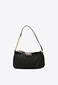 Bolsa Babi Logo Couro Pequena Tiracolo Verniz Vicenza Preto