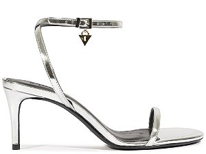 Sandalia Salto Medio Metalcolor Tiras Fivela Fechadura Schutz Prata